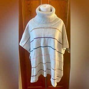 LOFT Knit Poncho Striped Turtleneck Sweater, Size XS/S, NWOT